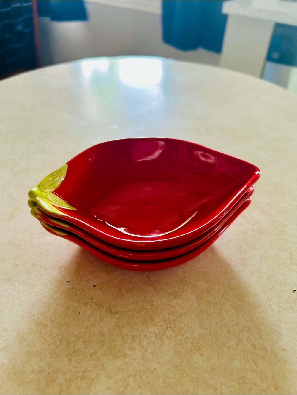 Red Strawberry ceramic bowls - Set of 3